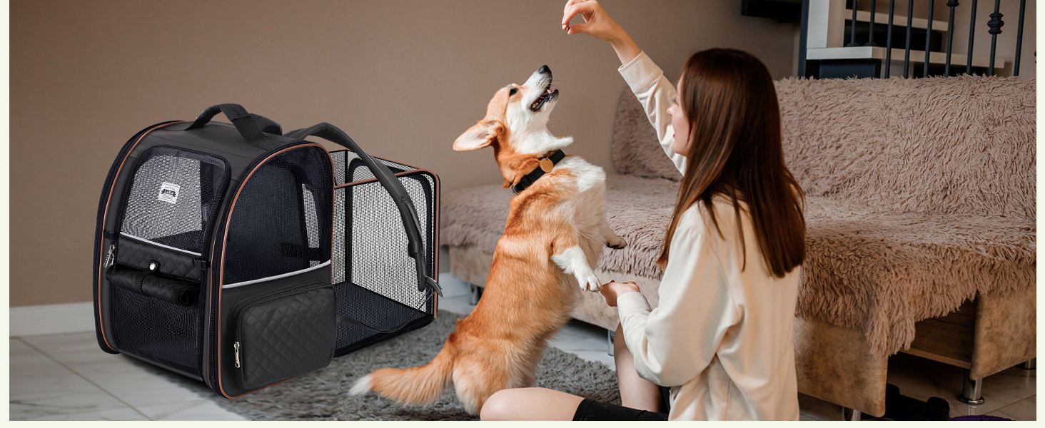 Рюкзак-переноска для котів Hunderucksack, 2-в-1, до 8 кг, розширюваний, чорний