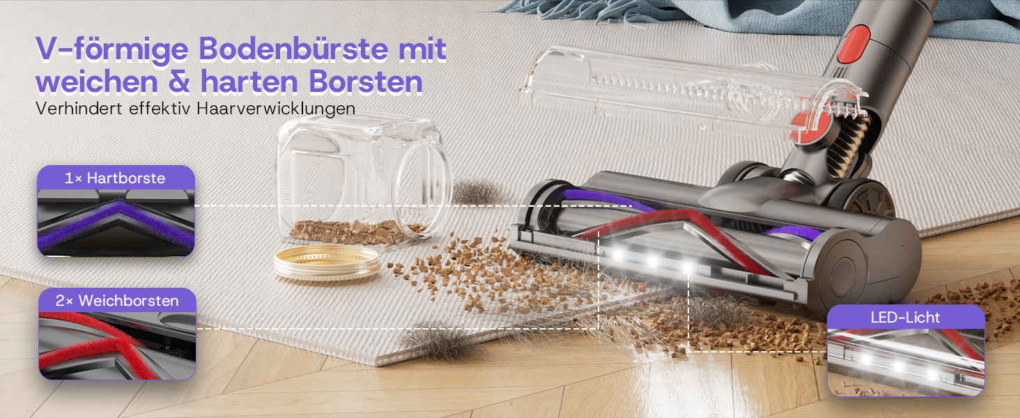 Бездротовий акумуляторний пилосос V16 600W з LED-дисплеєм та автоматичним режимом. Підходить для твердих підлог, килимів та видалення шерсті тварин.