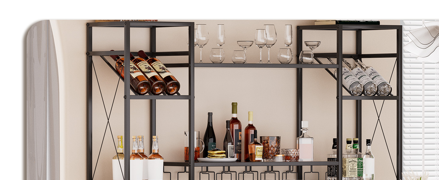 Настінна вітрина для вина UYOYOUS на 2 яруси з металу, 120 см, з 6 тримачами для келихів, барна вітрина для винних пляшок, підвісна вітрина для спиртних напоїв для дому, кухні, їдальні, ресторану, чорна