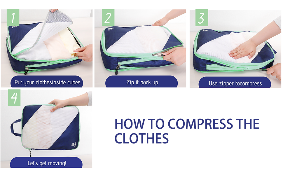 Набір органайзерів для валізи AiQInu: 5 шт. Кубики-компресори для подорожей, з мішком для білизни та взуття, ультралегкі, розширювані