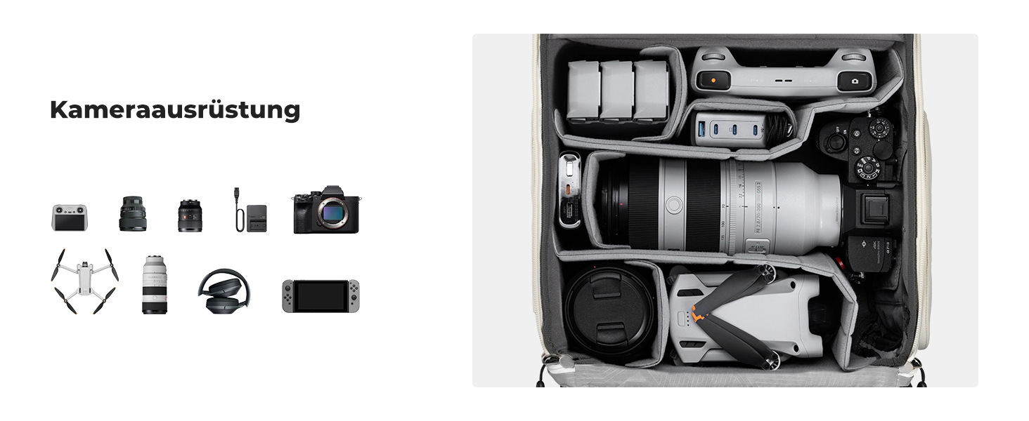 Рюкзак для фотокамери K&F Concept: зручний фоторюкзак для фотографів з відділенням для ноутбука 15-15.6 дюймів, сумісний з Canon/Nikon/Sony/DJI Mavic (20L)