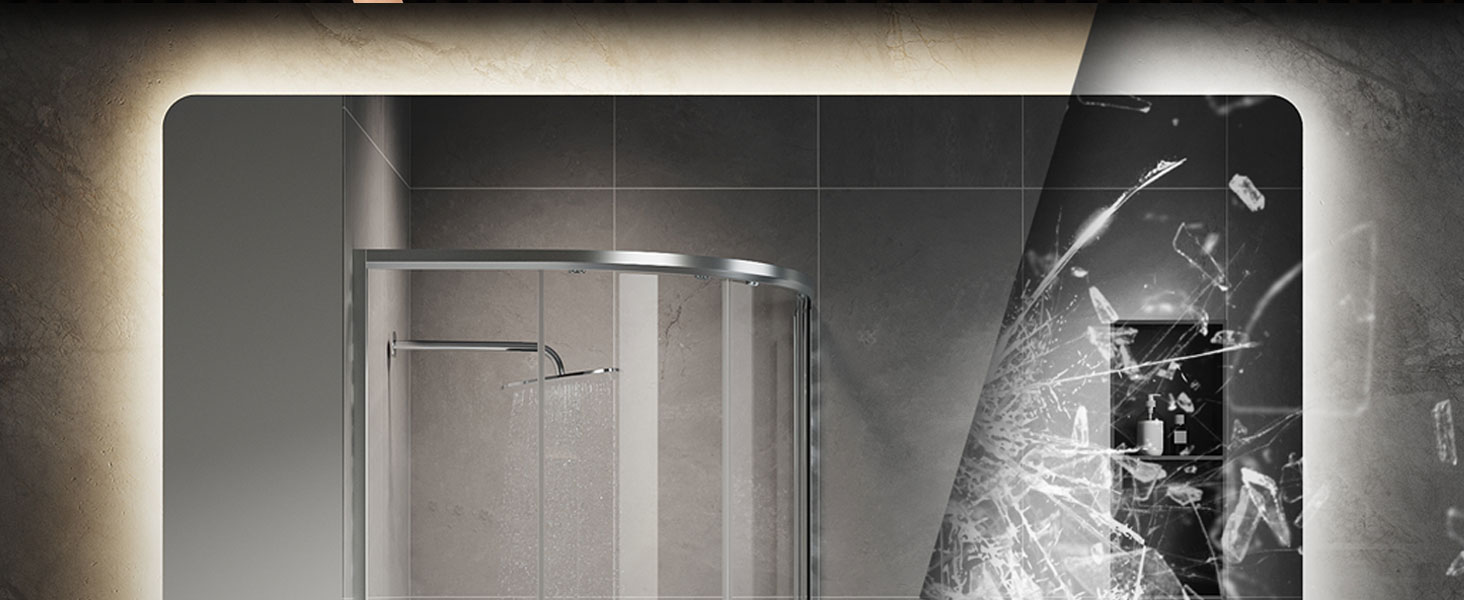 Дзеркало для ванної кімнати SVNR з підсвічуванням, 40x60 см, LED, алюмінієва рама, захисне скло, IP44, сенсорне керування