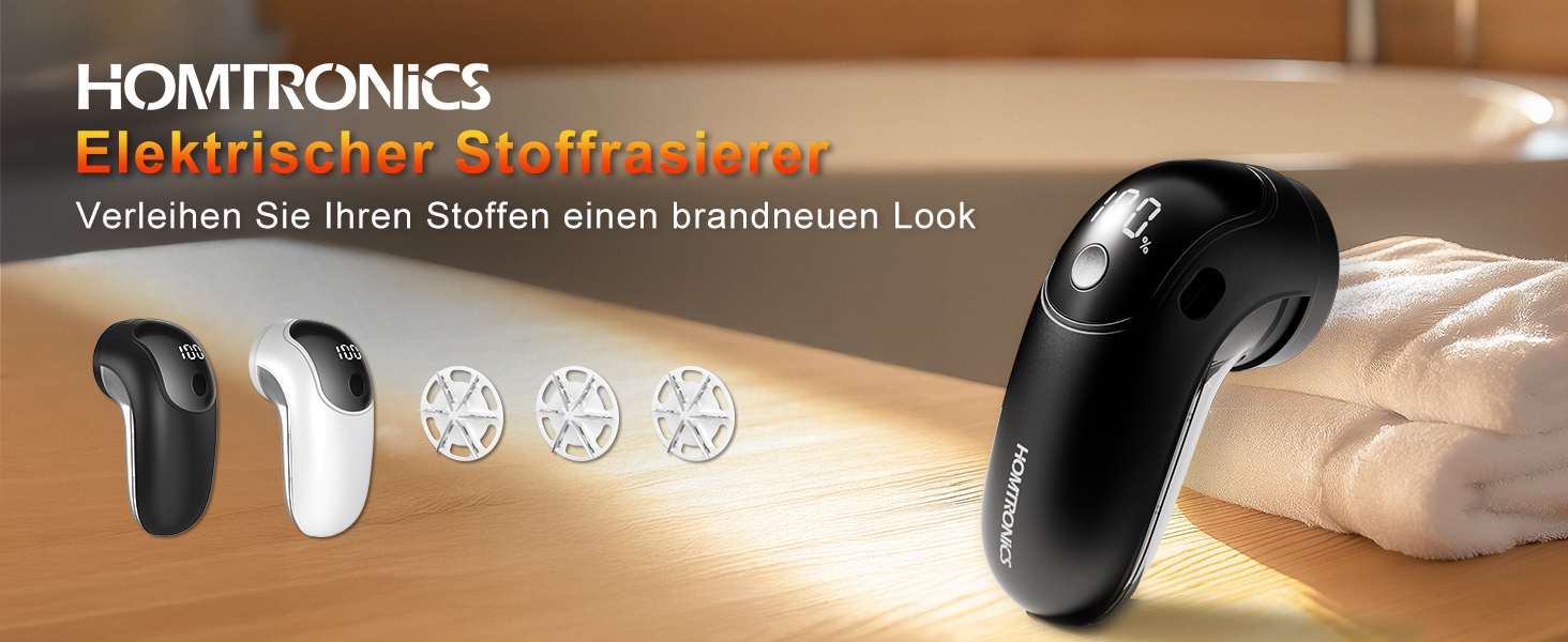 Електричний видалення ворсу для одягу, меблів та текстилю - портативний бездротовий прилад з LED-дисплеєм та 3 рівнями налаштування, чорний
