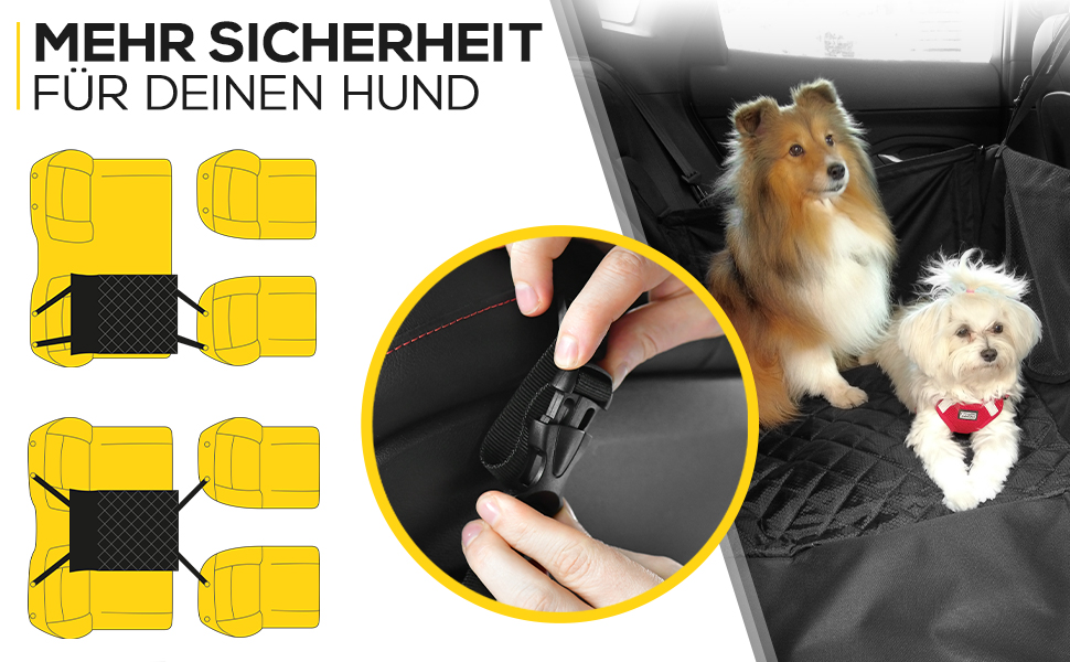 Автокрісло для собак KUINEA® Extra Stable - з ременем безпеки, для собак маленьких та середніх порід, водовідштовхуче, автокошик для собак, автокрісло для собак