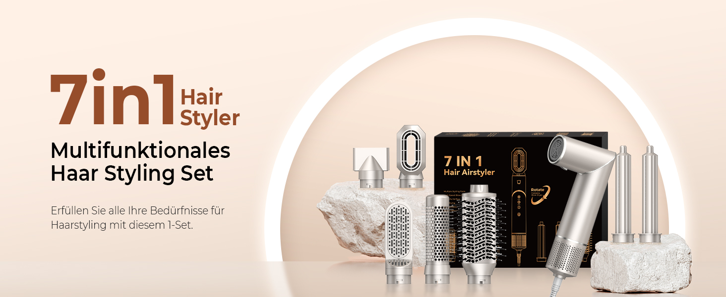 UKLISS 8-в-1 Pro Airstyler: Фен-щітка, локони, стайлер для волосся. Потужність 1400W, 110,000RPM, комплект для створення зачісок. Подарунок для жінок