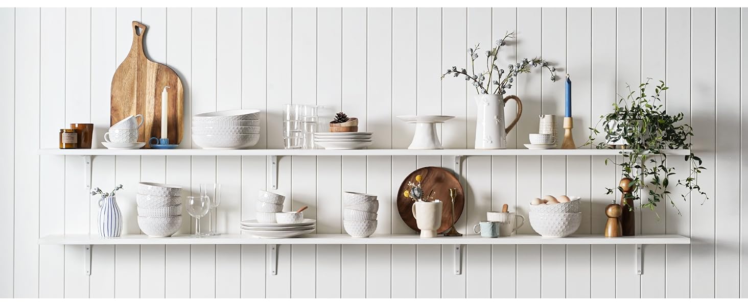 Набір посуду LE TAUCI: 12 елементів (4 сервізи) – тарілки, десертні тарілки, миски, білий колір, для миття в посудомийній машині