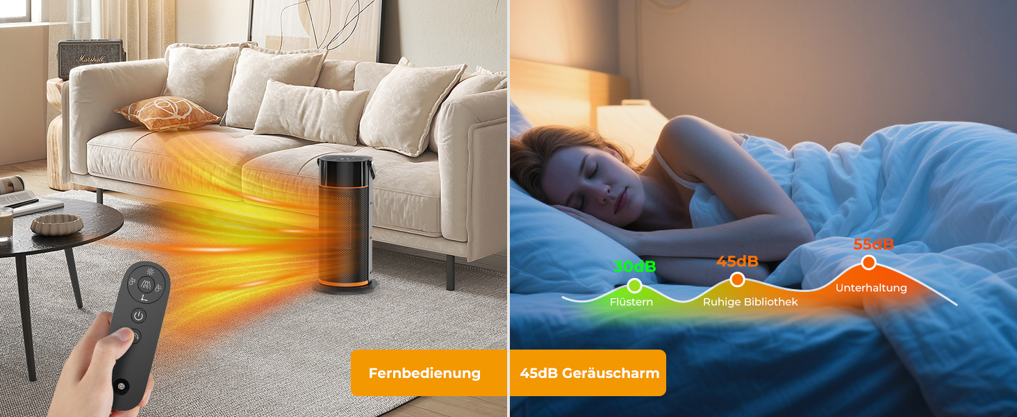 Електричний обігрівач 2000W з PTC-керамічним нагрівачем, тихий, з пульт дистанційного керування, таймером, поворотним механізмом 70° та LED-дисплеєм. Підходить для офісу, спальні, ванної кімнати, дому. Чорний, без полум'я.