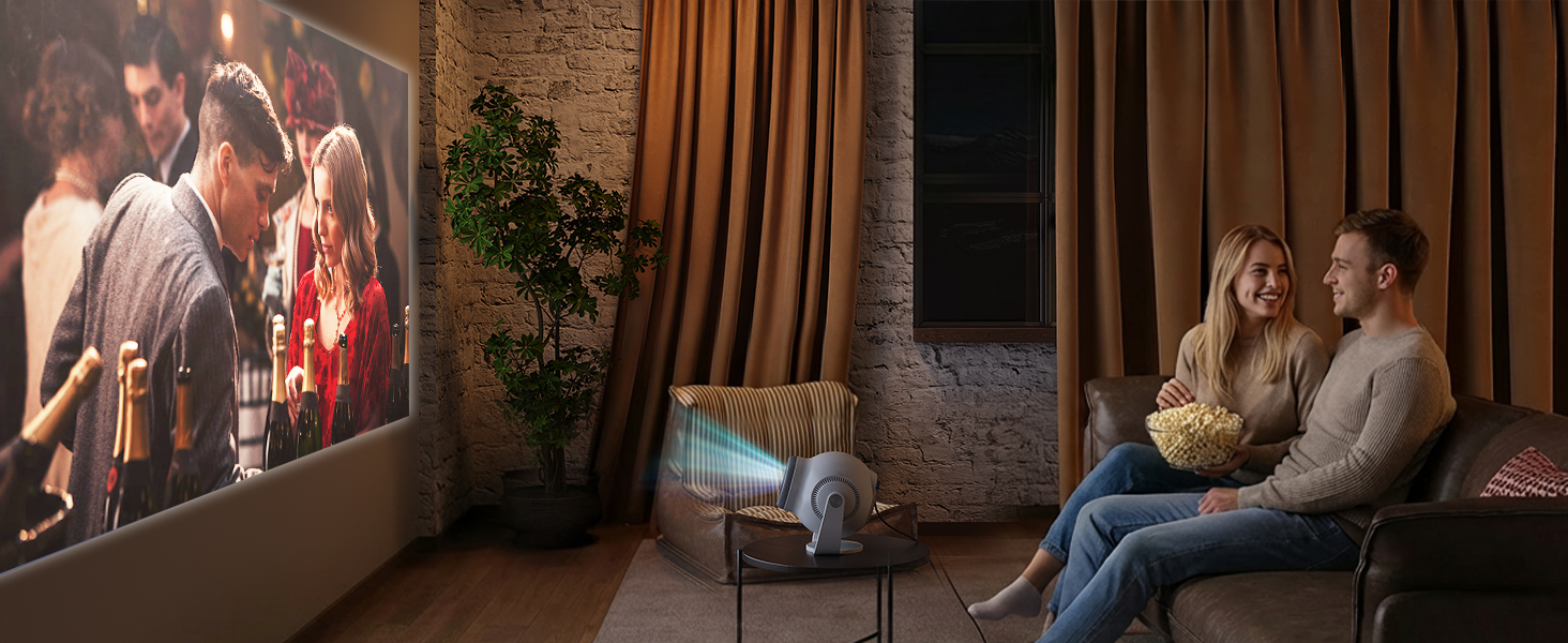 Міні проєктор Beamer TP360mini-400ANSI: 1080P Full HD, 480 ANSI Lumen, Android 14, WiFi 6, Bluetooth 5.4, 180° оберт, 4K декодування