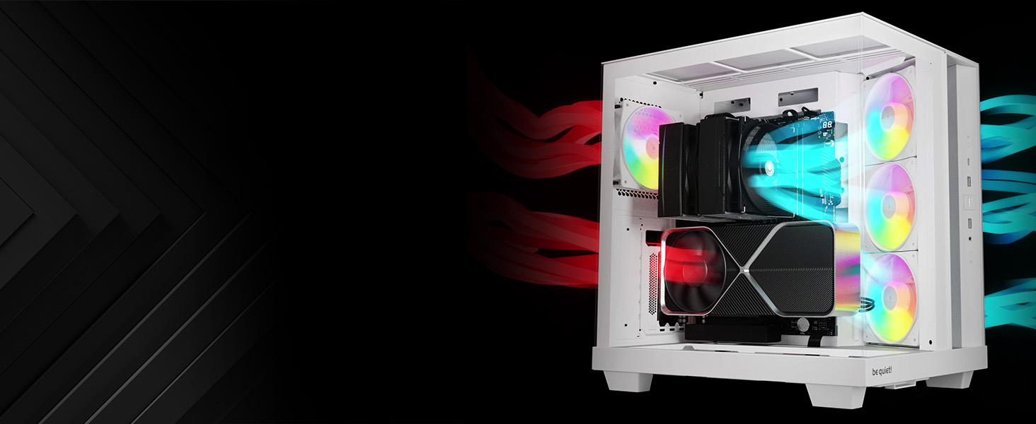 Корпус ПК be quiet! Light Base 500 LX: повністю скляна передня та бічна панелі, Dual Chamber, 4 вентилятори Pure Wings 3 PWM, без RGB, задній порт