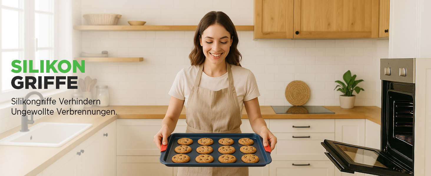 Набір форм для випічки Nutrichef 10 шт. з антипригарним покриттям – для випікання солодкого (печиво) та солодкого (піца). Форми для випічки з вуглецевої сталі, без PFOA та PTFE, з силіконовими ручками (круглі та квадратні).