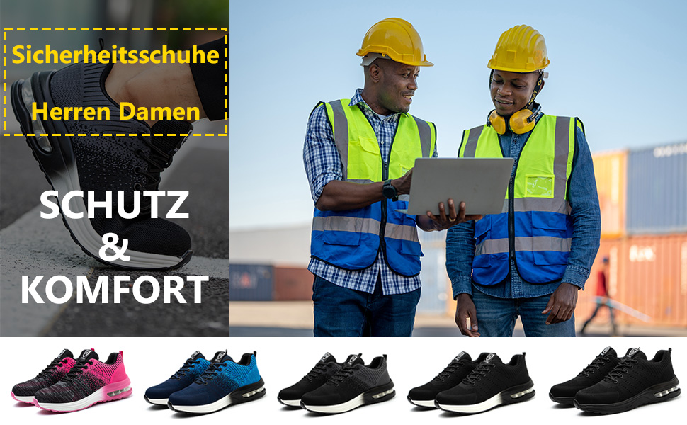 Чоловічі та жіночі робочі черевики/спортивне взуття для роботи з металевим підноском, антиковзаюча підошва, дихаючі, розмір 35-46, чорний