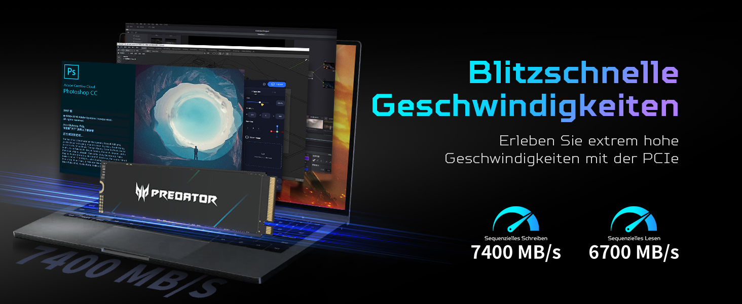 SSD Acer Predator GM7000 1TB NVMe PCIe Gen4 з DRAM Cache - Внутрішній SSD для ПК, Ноутбука, PS5