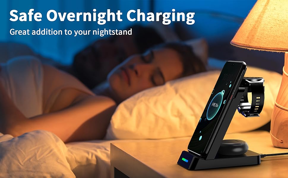 Бездротовий зарядний пристрій 3-в-1 для Huawei P60, P50, Mate 60, Mate 50, Watch GT4/GT3 (не підходить для GT/GT2/GT2e)