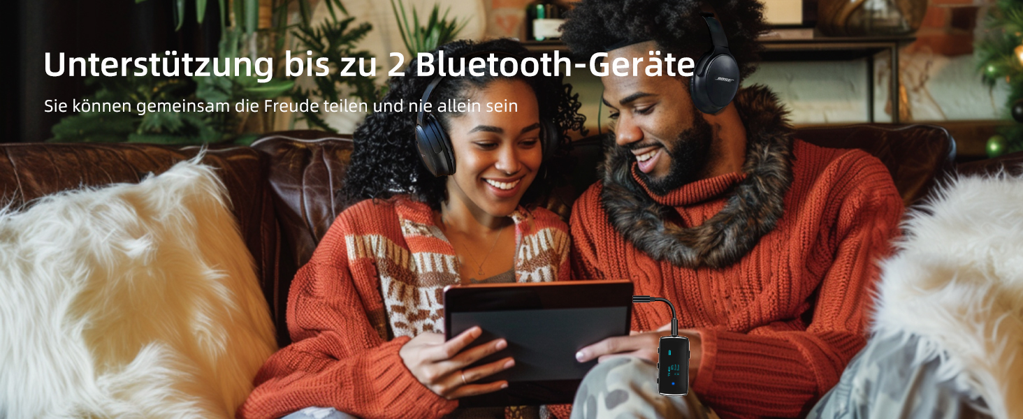 Bluetooth 5.2 адаптер для літака, трансмітер для підключення 2-х навушників/AirPods, чорний