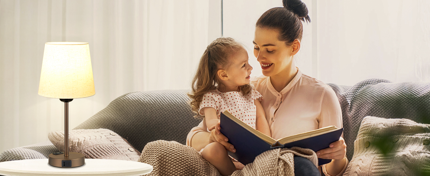 Настільна лампа Kakanuo з торшером, 2 шт., з USB-портами та диммуванням, для спальні, вітальні, дитячої кімнати, офісу