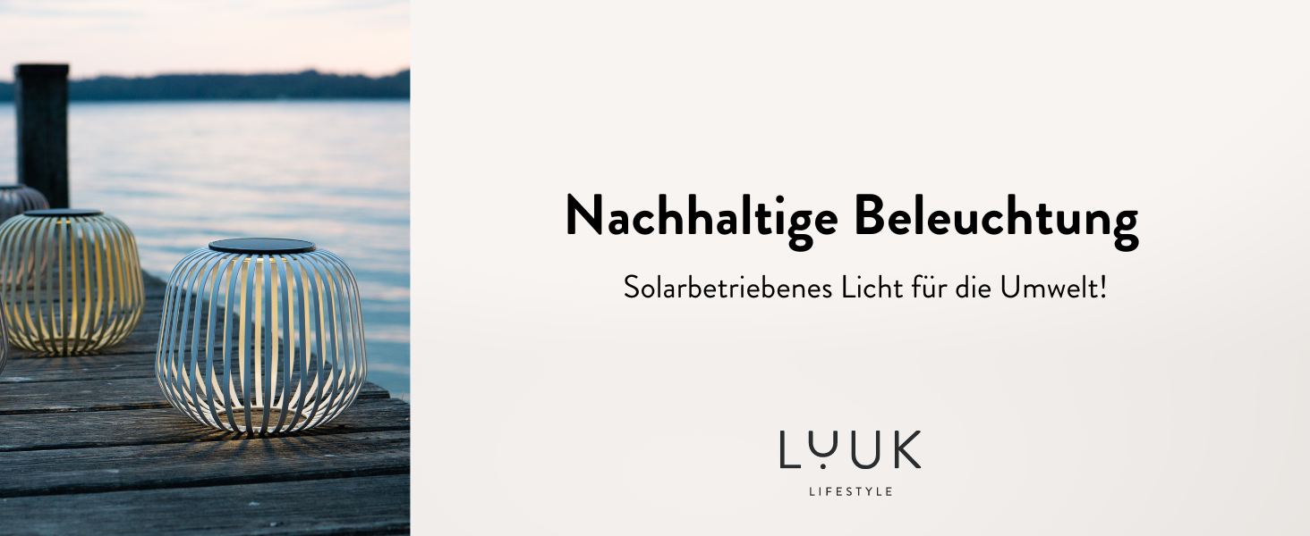 LUUK LIFESTYLE Бездротова сонячна LED-лампа для дому та вулиці, димірується, декоративний світильник із тіньовим ефектом для балкона й саду, сіра