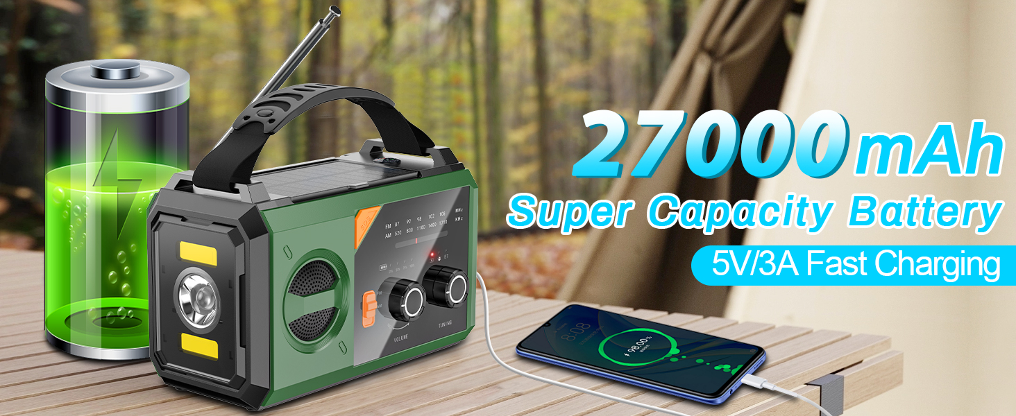 Радіо Kurbelradio на 27000mAh з Bluetooth, сонячне радіо з живленням від ручки, AM/FM, портативне, для надзвичайних ситуацій, з ліхтариком, зарядкою для мобільного телефону, для кемпінгу та активного відпочинку, чорний, зелений