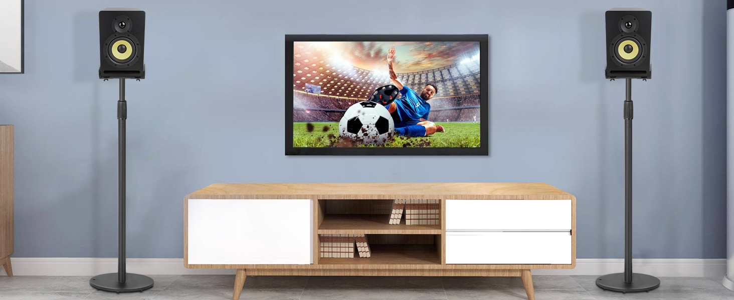 Підставка для колонок, 2 шт., регульована висота 86–127 см, з кабельною організацією, для невеликих колонок, вантажопідйомність 3.6 кг