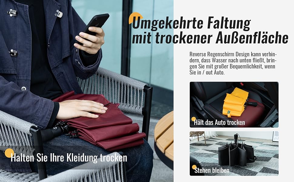 Чакіпі Чакіпі Kompakter Reise Regenschirm: Великий, стійкий до вітру, складаний парасоль для чоловіків та жінок, автоматичний, чорний, 105 см розмах