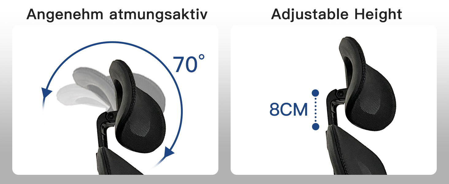 Ергономічне крісло для офісу: регульовані підлокітники, 3D-підголовник та поперекова підтримка, функція гойдання та нахилу (білий та чорний)
