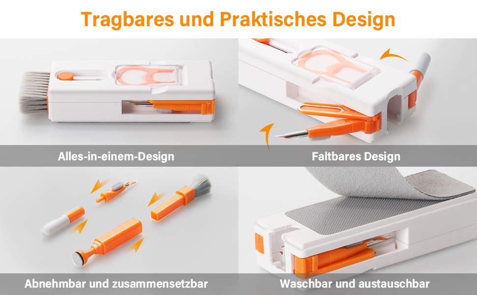 Набір для чищення клавіатури Alyvisun 11 в 1: для ноутбука, телефону, планшета, комп'ютера (помаранчевий)