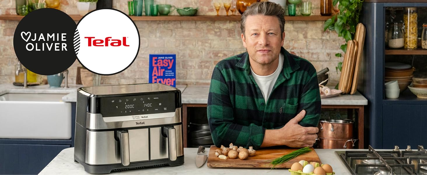Аерофритюрниця Tefal Jamie Oliver Dual Drawer 8.3л з грилем та 8 програмами EY90JDE1