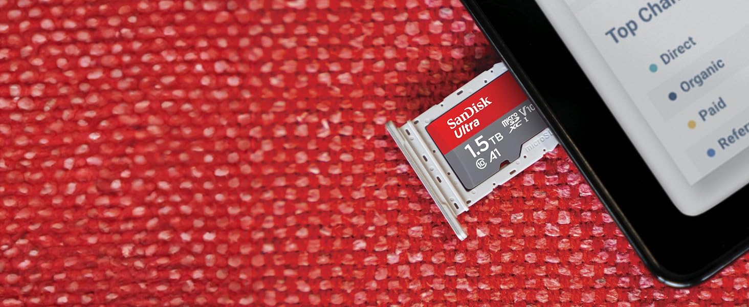 Карта пам'яті SanDisk Ultra microSDXC UHS-I 1.5 TB з адаптером для Android, смартфонів та планшетів, Class 10, U1, A1, швидкість читання до 150 МБ/с, Full HD