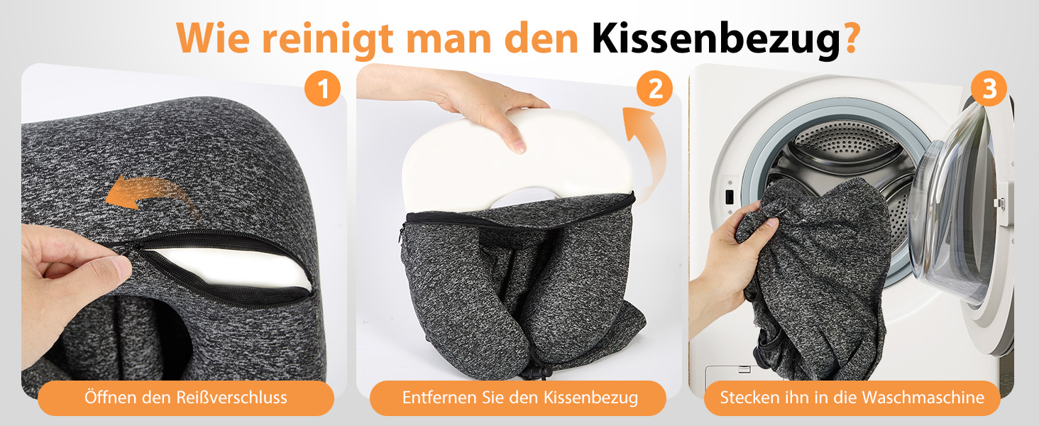 Подушка для шиї в літак з капюшоном, Memory Foam, регульована, для дорослих, авто, офіс (сіра)