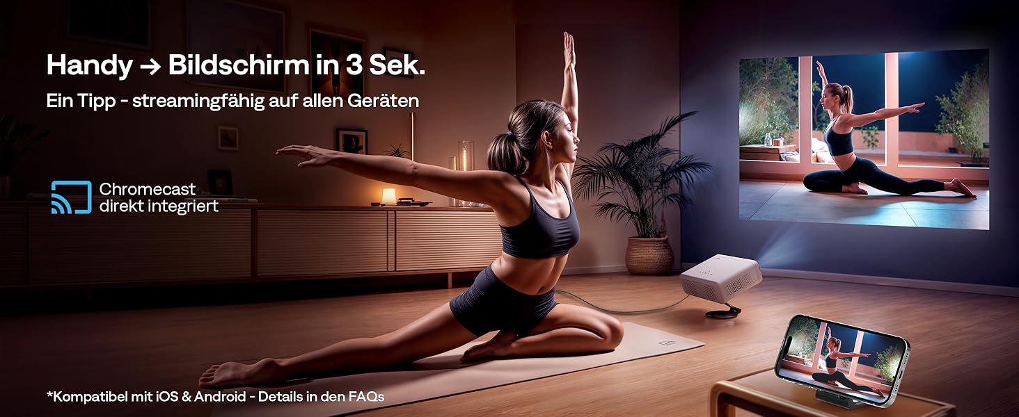 Aurzen Eazze D1 Smart Beamer: 4K проєктор для домашнього кінотеатру з WiFi, Bluetooth, автофокусом та корекцією трапецеїдальних спотворень. Підтримка Netflix, Dolby Audio, Full HD 1080P. Білий (GTV)