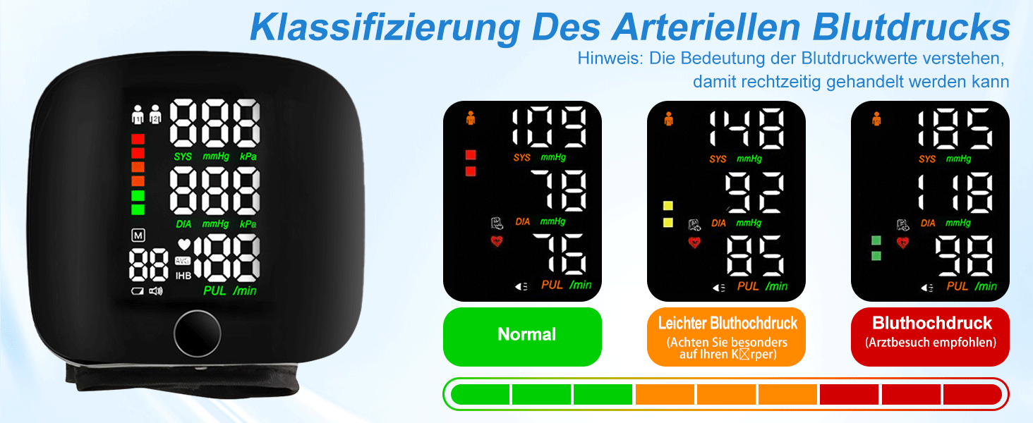 Тонометр на зап'ясті ADDLIVE Digital - точний вимір артеріального тиску з LCD-дисплеєм та пам'яттю на 99 показників, автоматичне озвучування (німецька мова)