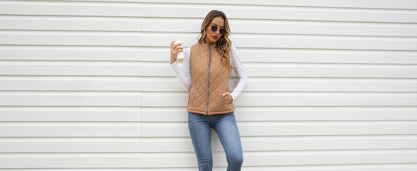 Жіноча легка куртка Longking з блискавкою, без рукавів, топ, кофта, для активного відпочинку (L, хакі)