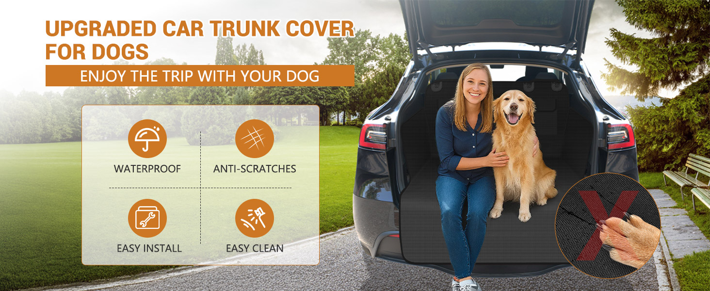 Захист для багажника авто для собак з боковими та захистом краю, універсальний 185x102см, 600D, водонепроникний, стійкий до подряпин, чорний