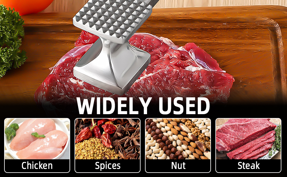 Тідеван Fleischhammer Fleischklopfer: Подвійний молоток для м'яса з нержавіючої сталі 27 см, Antihaft, для стейків, шніцелів, ковбасок, свинини, курки