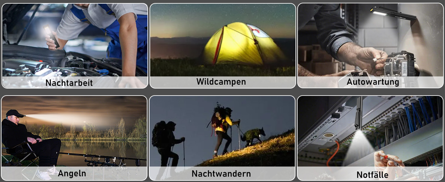 LED-ліхтарик Shadowhawk 2 шт. Зарядний, водонепроникний, COB, з магнітом та кліпсою, 7 режимів, чорний | Для кемпінгу, майстерні, надзвичайних ситуацій