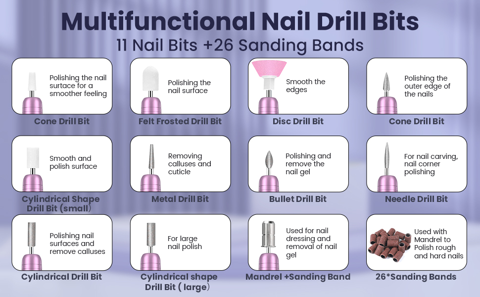 Електричний набір для манікюру та педикюру Nagelfräser 11 в 1: фрезер, полірувальник, 20000 об/хв, для гель-лаку, акрилу, шліфування
