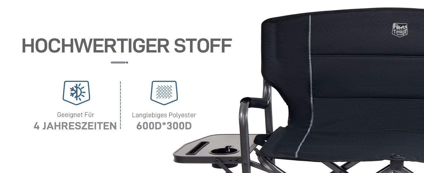 Крісло для кемпінгу Timber Ridge на 2 особи, розкладне, 300 кг, для риболовлі, пікніків, фестивалів, з бічним столиком