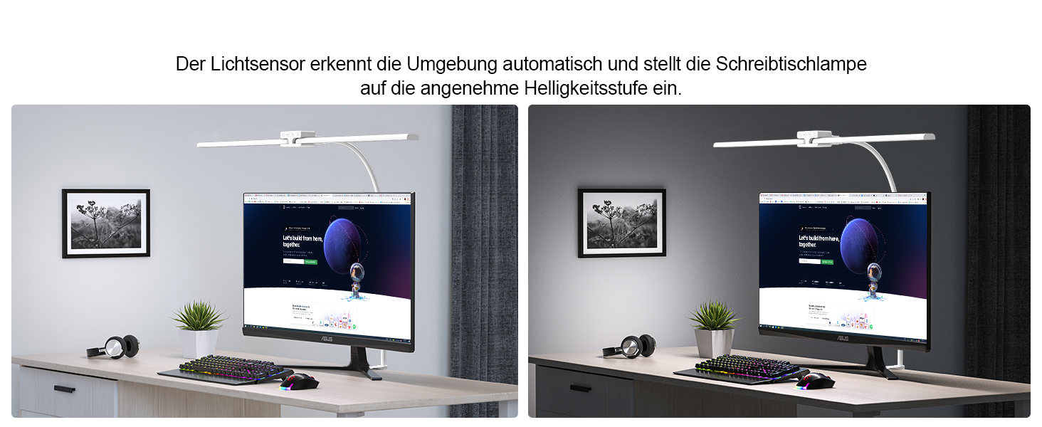 LED настільна лампа EppieBasic 24W з регулюванням яскравості, 80см, з кріпленням, захистом для очей, гнушим шийкою, для офісу, монітора, робочого місця, з таймером, чорна