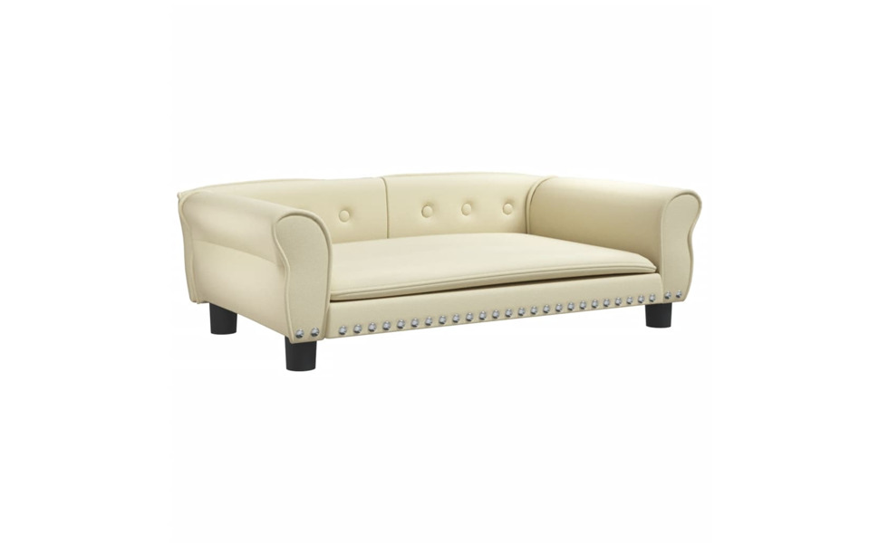 Крісло-ліжко для собак, м'яке ліжко для тварин, лежанка для маленьких собак та котів, сіре штучне шкіряне, 70 x 45 x 30 см