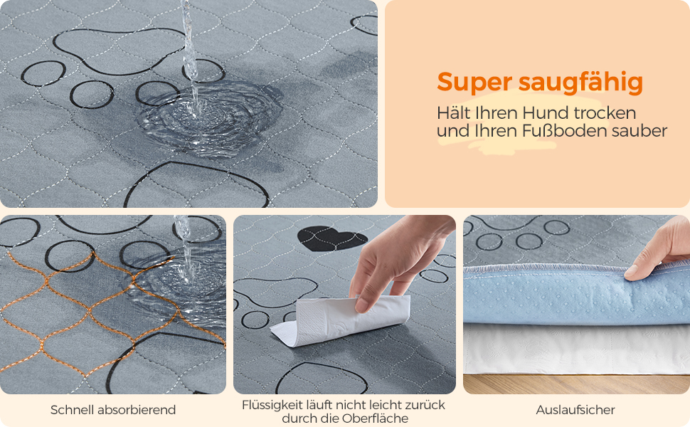 Підстилка для собак Feandrea, 2 шт., XL (122 x 91 см), сіра, водонепроникна, супер вбираюча, для дому