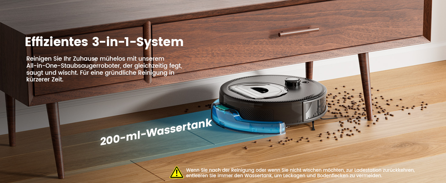 Робот-пилосос LEFANT M1 з функцією миття, 5500Pa, для твердих підлог та шерсті тварин, керування через додаток/Alexa, білий (M330 Pro)