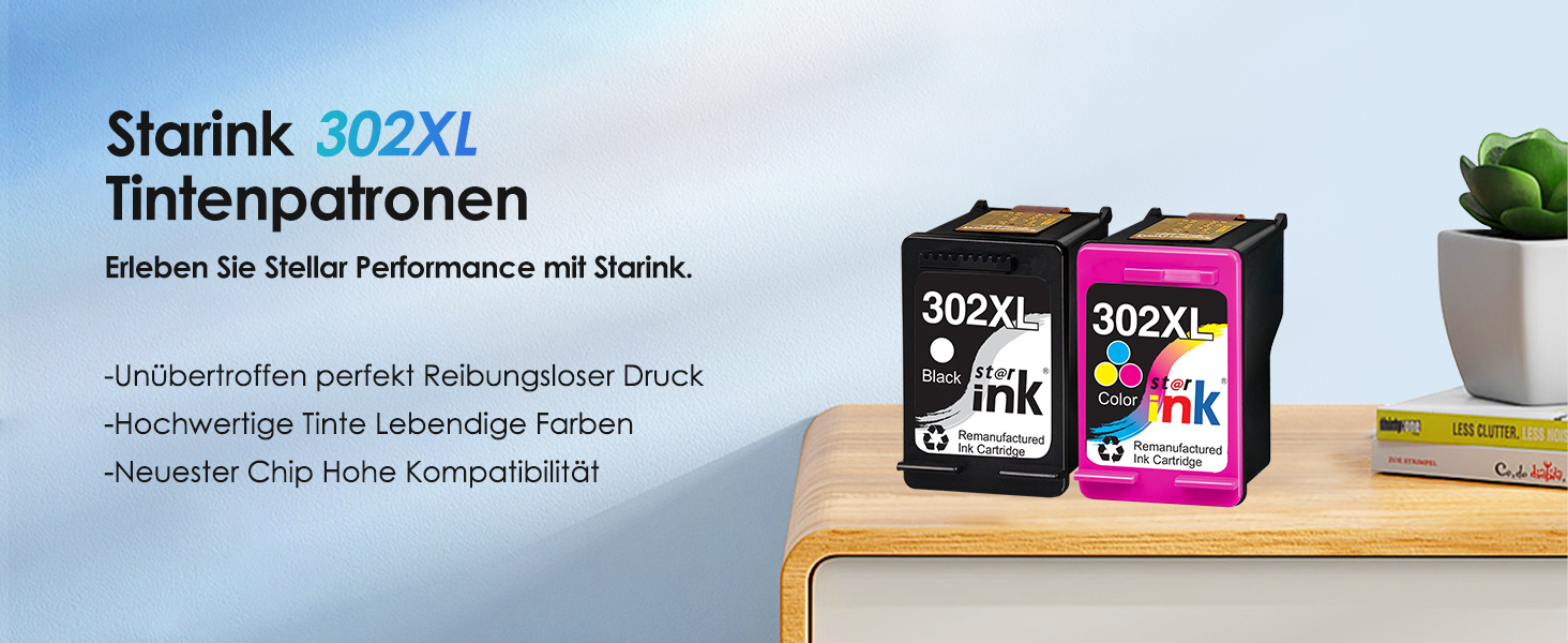 Картриджі Starink 302XL сумісні з HP 302 (чорний та кольоровий), Multipack для HP Envy 4520 4524 4525 4527, Officejet 3830 3831 3833 3834 4658, Deskjet 3630 3633 3636