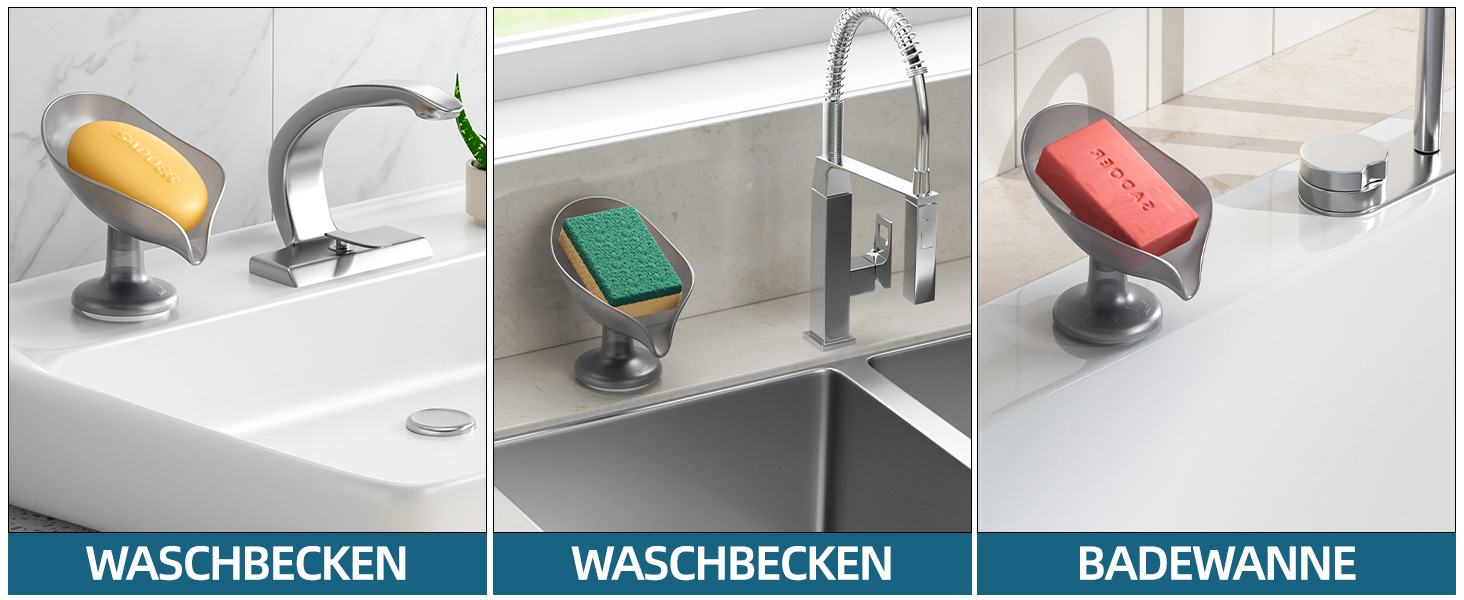 Набір мильниць з піддоном TAILI, 2 шт., сірий колір, витримують до 5 кг, без свердління, для ванної кімнати та кухні