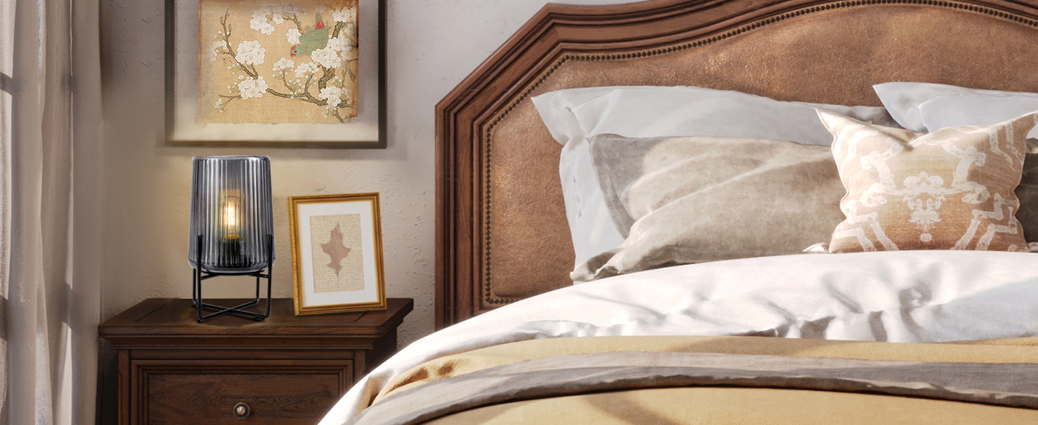 Бездротова настільна лампа з таймером, вінтажний дизайн, акумуляторна LED лампа для дому та вулиці, сірий колір, розмір L