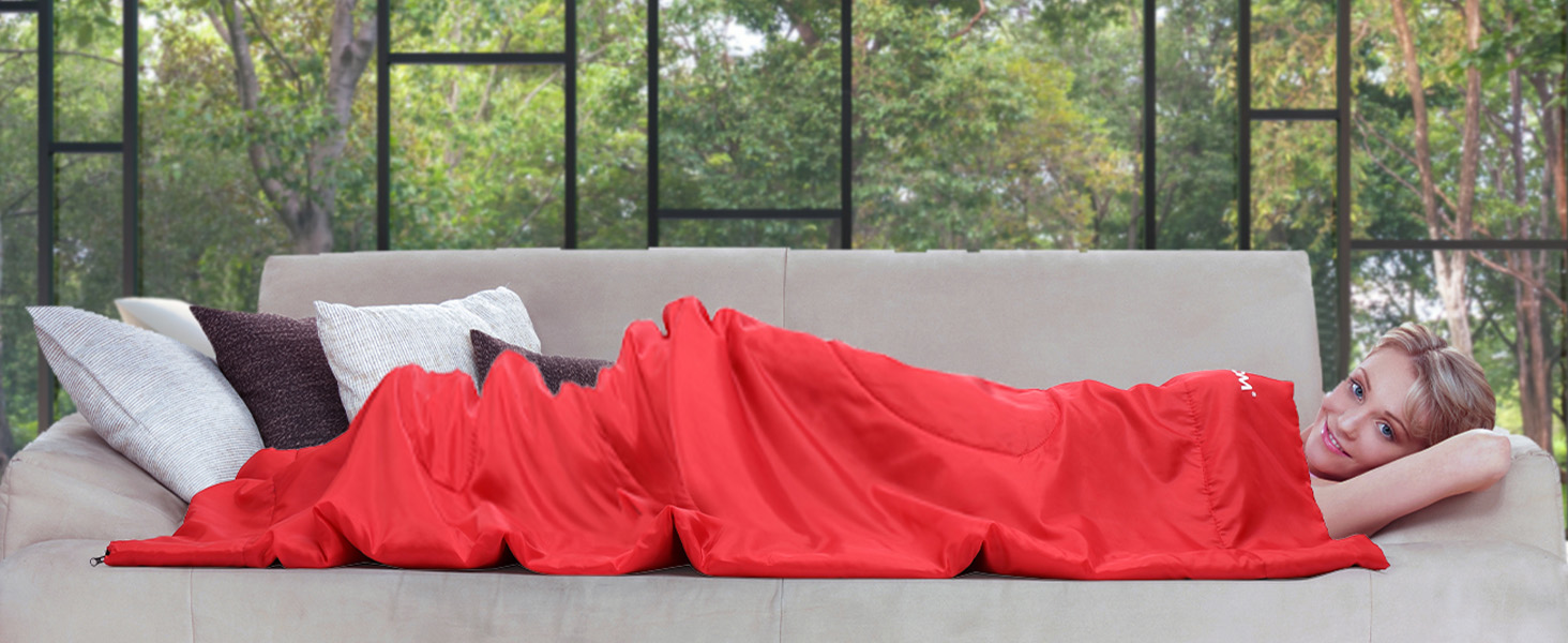 Літній спальний мішок - компактний, легкий, для кемпінгу, відпочинку на природі, дорослих, піших прогулянок, відпочинку в приміщенні, зелений