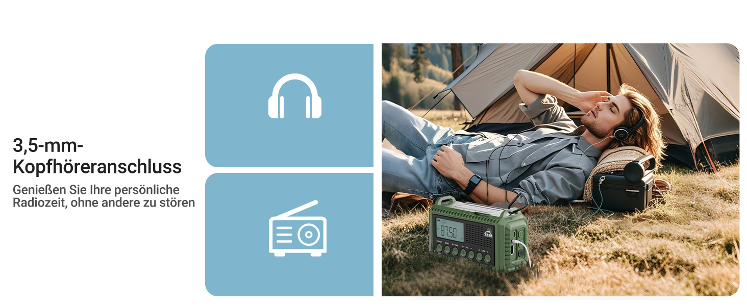 Mesqool Радіоприймач на кришці з Powerbank 12000mAh, AM/FM/SW, радіо невідкладної допомоги з SOS-сигналом, ліхтарик, динамо, для кемпінгу та подорожей, зелений