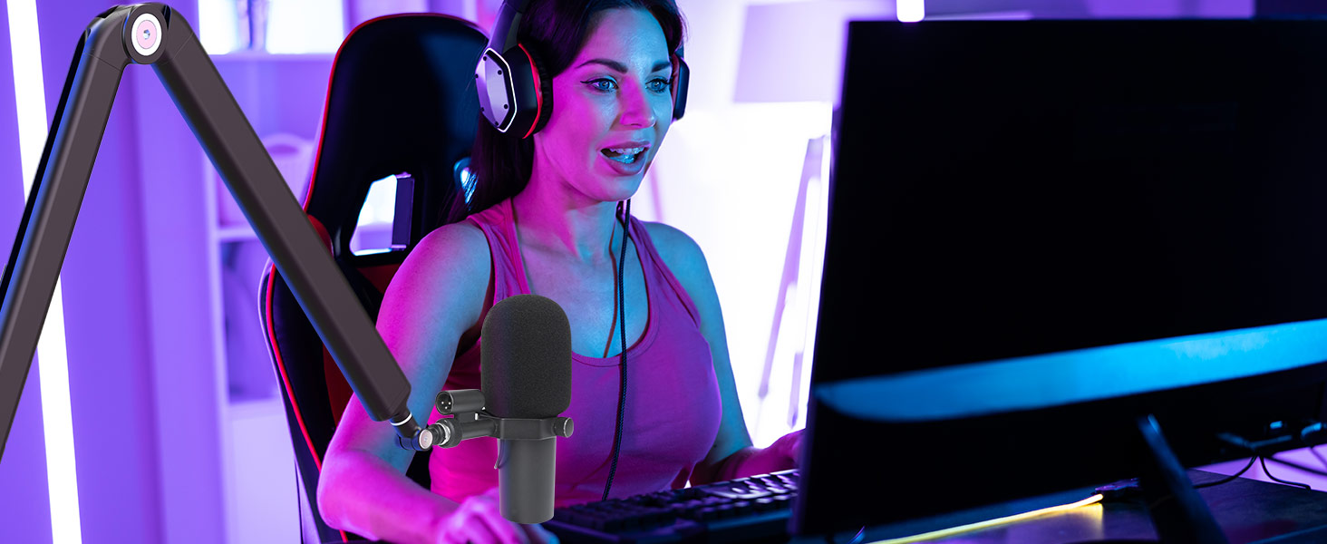 Шарнірний мікрофонний кріплення YOUSHARES для Shure SM7B з поп-фільтром, кабель-органайзером - мікрофонний стійка для студії XLR, USB, настільний