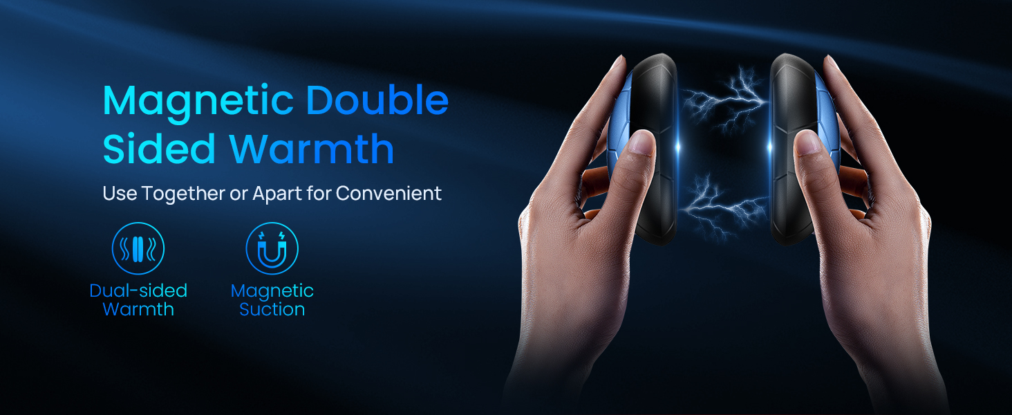 Електричні грілки для рук 2 шт. | USB, 3 режими нагріву, 20 годин тепла, для холодного клімату, Outdoor, Indoor (Блакитний)