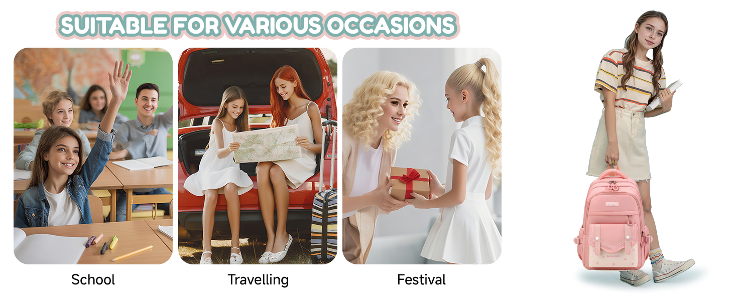 Шкільний рюкзак для дівчаток-підлітків, 2025, великий, для гімназії, старшої школи, 30L, фіолетовий