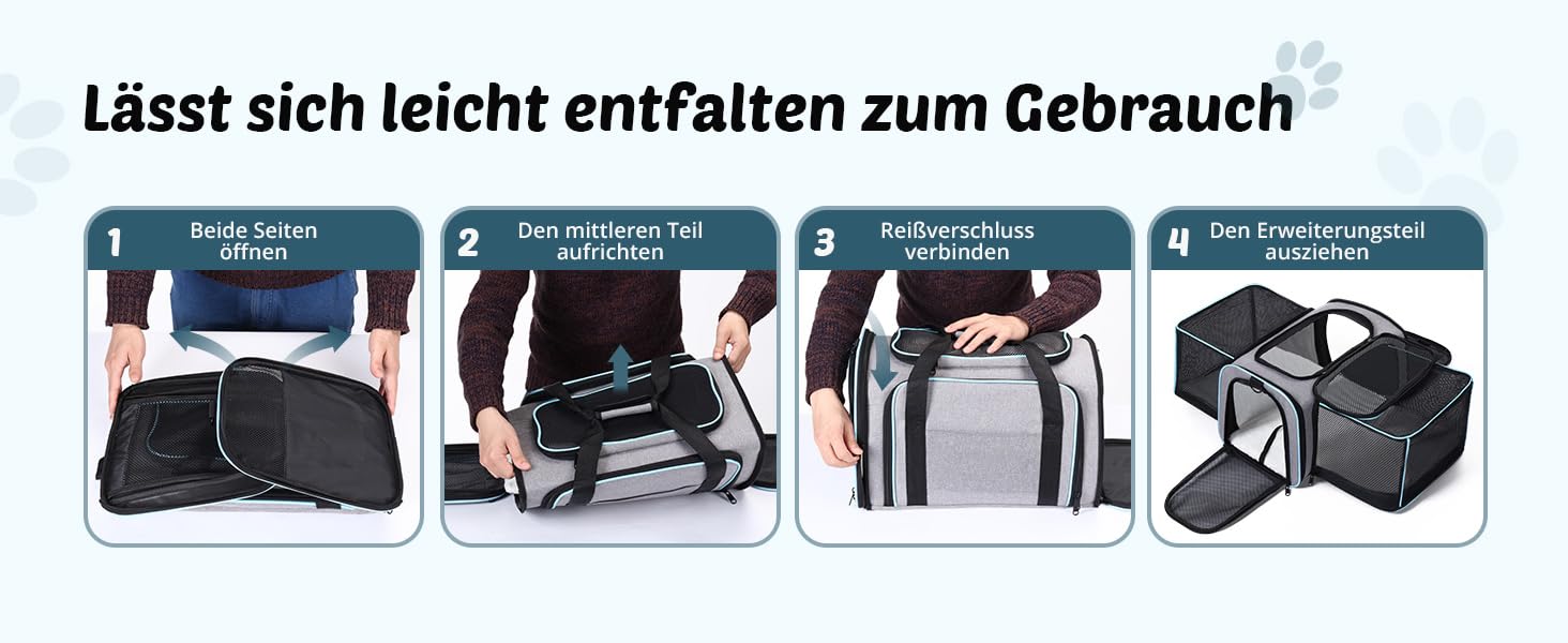 Розширювана переносна сумка для котів/собак, складана переноска для котів/собак, 47x29x29 см, переноска для котів, переноска для тварин - до 5,5 кг