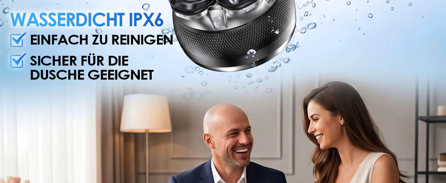 ICARE Машинка для гоління голови чоловіча 7D з магнітною голівкою, IPX6, USB-C, 1200mAh, сухе/вологе гоління + 2 насадки